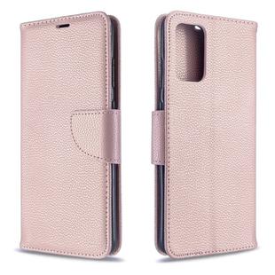 For Galaxy S20+ Litchi Texture Pure Color Horizontal Flip PU Leather Case with Holder & Card Slots & Wallet & Lanyard(Rose Gold)