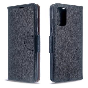 For Galaxy S20+ Litchi Texture Pure Color Horizontal Flip PU Leather Case with Holder & Card Slots & Wallet & Lanyard(Black)