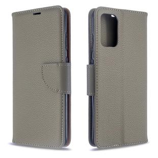 For Galaxy S20+ Litchi Texture Pure Color Horizontal Flip PU Leather Case with Holder & Card Slots & Wallet & Lanyard(Grey)
