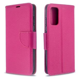 For Galaxy S20 Litchi Texture Pure Color Horizontal Flip PU Leather Case with Holder & Card Slots & Wallet & Lanyard(Rose Red)