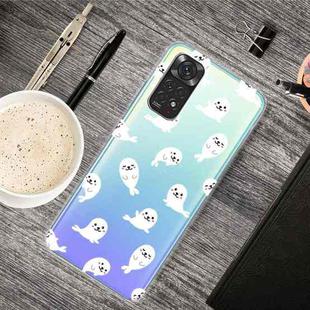For Xiaomi Redmi Note 11 Global / Note 11S Painted Transparent TPU Phone Case(White Sea Lion)