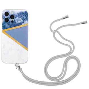 For iPhone 13 Pro Max Lanyard Stitching Marble TPU Case (Grey)