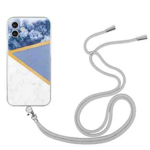 For iPhone 12 mini Lanyard Stitching Marble TPU Case (Grey)