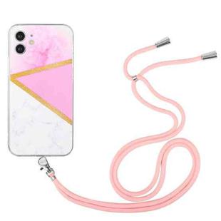 For iPhone 11 Lanyard Stitching Marble TPU Case (Pink Marble)