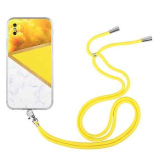 For iPhone X / XS Lanyard Stitching Marble TPU Case(Yellow)