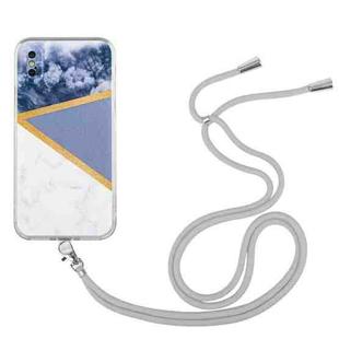 For iPhone X / XS Lanyard Stitching Marble TPU Case(Grey)