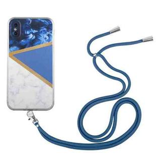 For iPhone X / XS Lanyard Stitching Marble TPU Case(Dark Blue)