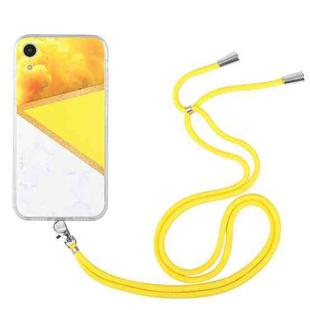 For iPhone XR Lanyard Stitching Marble TPU Case(Yellow)