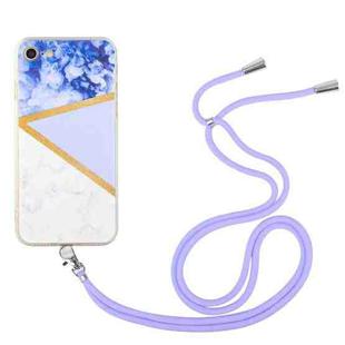 For iPhone SE 2022 / SE 2020 / 8 / 7 Lanyard Stitching Marble TPU Case(Purple)