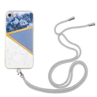For iPhone SE 2022 / SE 2020 / 8 / 7 Lanyard Stitching Marble TPU Case(Grey)