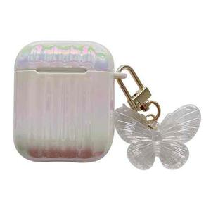 Color Plated PC Earphone Case with Butterfly Clasp For AirPods 1 / 2(White)