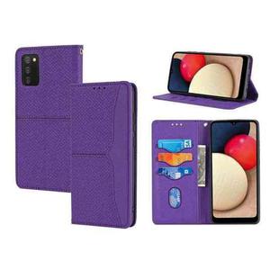 For Samsung Galaxy A03s 166mm Woven Texture Stitching Magnetic Leather Phone Case(Purple)