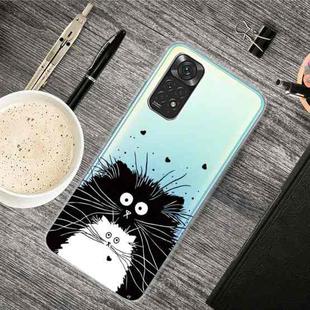 For Xiaomi Redmi Note 11 Global / Note 11S Painted Transparent TPU Phone Case(Black and White Rat)