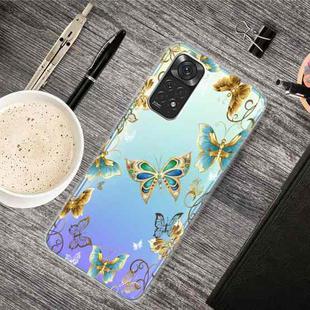 For Xiaomi Redmi Note 11 Global / Note 11S Painted Transparent TPU Phone Case(Golden Butterflies)