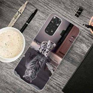 For Xiaomi Redmi Note 11 Pro 4G / 5G Global Painted Transparent TPU Phone Case(Reflection Cat Tiger)
