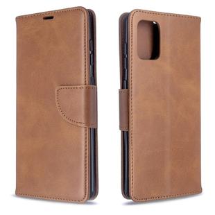 For Galaxy A71 Retro Lambskin Texture Pure Color Horizontal Flip PU Leather Case with Holder & Card Slots & Wallet & Lanyard(Brown)