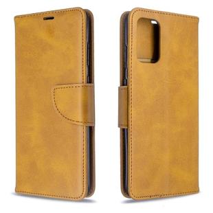 For Galaxy S20+ Retro Lambskin Texture Pure Color Horizontal Flip PU Leather Case with Holder & Card Slots & Wallet & Lanyard(Yellow)