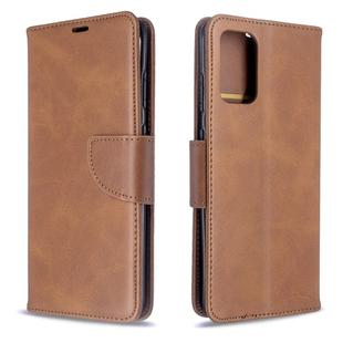 For Galaxy S20+ Retro Lambskin Texture Pure Color Horizontal Flip PU Leather Case with Holder & Card Slots & Wallet & Lanyard(Brown)