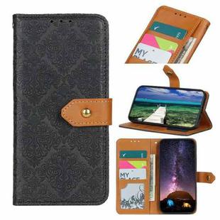 For Samsung Galaxy A23 4G European Floral Embossed Flip Leather Phone Case(Black)