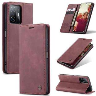 For Xiaomi Mi 11T / 11T Pro CaseMe 013 Multifunctional Leather Phone Case(Wine Red)