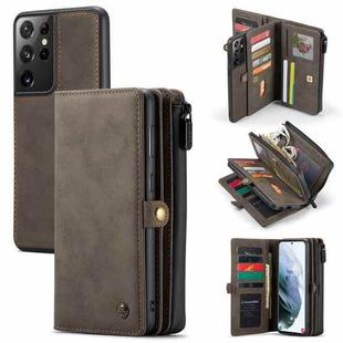 For Samsung Galaxy S22 Ultra 5G CaseMe 018 Detachable Multi-functional Leather Phone Case(Brown)