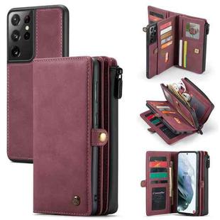 For Samsung Galaxy S22 Ultra 5G CaseMe 018 Detachable Multi-functional Leather Phone Case(Red)