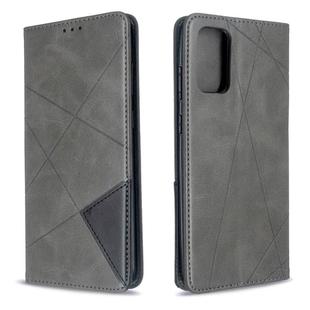 For Galaxy S20 Ultra Rhombus Texture Horizontal Flip Magnetic Leather Case with Holder & Card Slots(Grey)