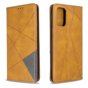 For Galaxy S20 Ultra Rhombus Texture Horizontal Flip Magnetic Leather Case with Holder & Card Slots(Yellow)