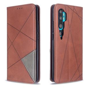 For Xiaomi CC9 Pro Rhombus Texture Horizontal Flip Magnetic Leather Case with Holder & Card Slots(Brown)