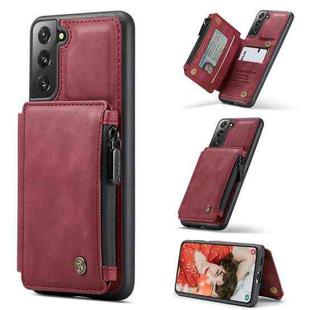For Samsung Galaxy S21 FE 5G CaseMe C20 Multifunctional Leather Phone Case with Holder & Card Slot & Wallet(Dark Red)