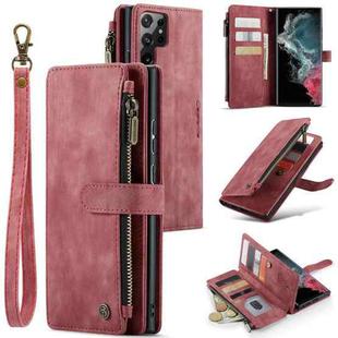 For Samsung Galaxy S22 Ultra 5G CaseMe C30 Multifunctional Phone Leather Case with Holder & Card Slot & Wallet(Red)