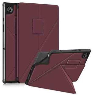 For Samsung Galaxy Tab A8 2021 Cloth Texture Multi-folding PU Leather Tablet Case(Wine Red)