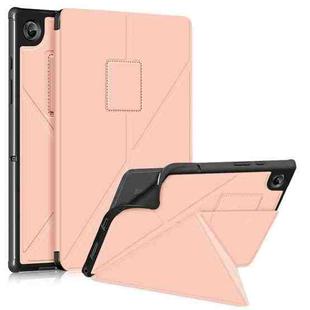For Samsung Galaxy Tab A8 2021 Cloth Texture Multi-folding PU Leather Tablet Case(Rose Gold)