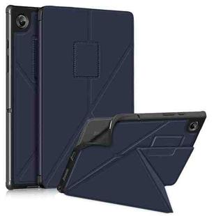 For Samsung Galaxy Tab A8 2021 Cloth Texture Multi-folding PU Leather Tablet Case(Dark Blue)