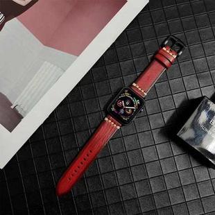 Genuine Leather Watch Band For Apple Watch Series 8&7 41mm / SE 2&6&SE&5&4 40mm / 3&2&1 38mm(Red)