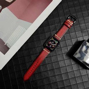 Genuine Leather Watch Band For Apple Watch Ultra 49mm / Series 8&7 45mm / SE 2&6&SE&5&4 44mm / 3&2&1 42mm(Red)