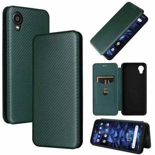 For Kyocera DIGNO BX2 Carbon Fiber Texture Horizontal Flip PU Phone Case(Green)