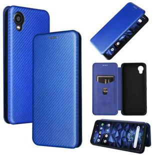 For Kyocera DIGNO BX2 Carbon Fiber Texture Horizontal Flip PU Phone Case(Blue)