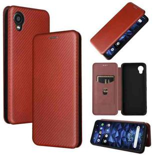 For Kyocera DIGNO BX2 Carbon Fiber Texture Horizontal Flip PU Phone Case(Brown)