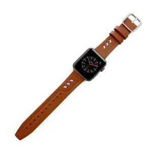 Genuine Leather Nylon Watch Band For Apple Watch Series 8&7 41mm / SE 2&6&SE&5&4 40mm / 3&2&1 38mm(Brown)
