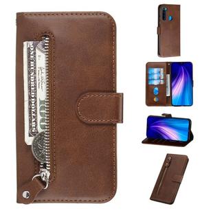 For Xiaomi Redmi Note 8 Fashion Calf Texture Zipper Horizontal Flip PU Leather Case, with Holder & Card Slots & Wallet(Brown)
