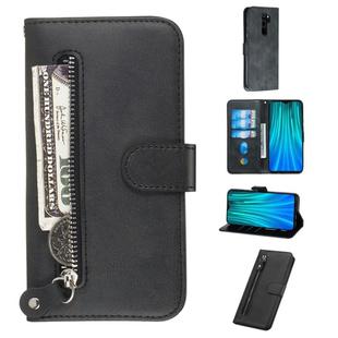 For Xiaomi Redmi Note 8 Pro Fashion Calf Texture Zipper Horizontal Flip PU Leather Case, with Holder & Card Slots & Wallet(Black)