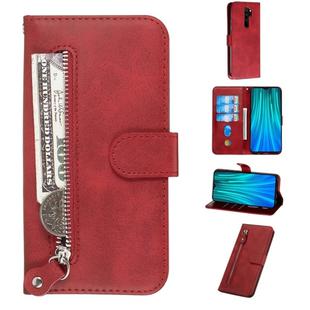 For Xiaomi Redmi Note 8 Pro Fashion Calf Texture Zipper Horizontal Flip PU Leather Case, with Holder & Card Slots & Wallet(Red)