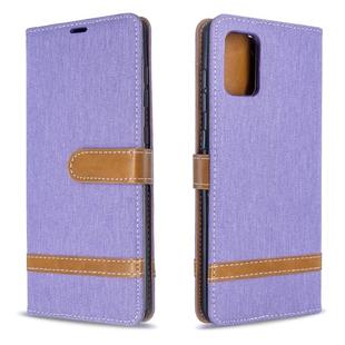 For Galaxy A71 Color Matching Denim Texture Horizontal Flip PU Leather Case with Holder & Card Slots & Wallet & Lanyard(Purple)