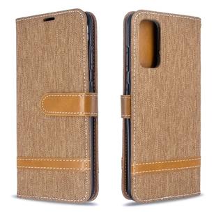 For Galaxy S20 Color Matching Denim Texture Horizontal Flip PU Leather Case with Holder & Card Slots & Wallet & Lanyard(Brown)