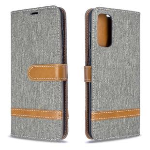 For Galaxy S20 Color Matching Denim Texture Horizontal Flip PU Leather Case with Holder & Card Slots & Wallet & Lanyard(Grey)
