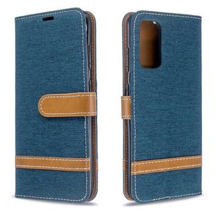 For Galaxy S20 Color Matching Denim Texture Horizontal Flip PU Leather Case with Holder & Card Slots & Wallet & Lanyard(Dark Blue)