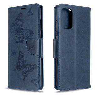 For Galaxy S20 Ultra Embossing Two Butterflies Pattern Horizontal Flip PU Leather Case with Holder & Card Slot & Wallet & Lanyard(Blue)