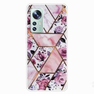 For Xiaomi 12 Pro Abstract Marble Pattern TPU Phone Case(Rhombus Rose)