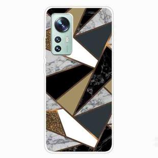 For Xiaomi 12 Pro Abstract Marble Pattern TPU Phone Case(Rhombus Gold)